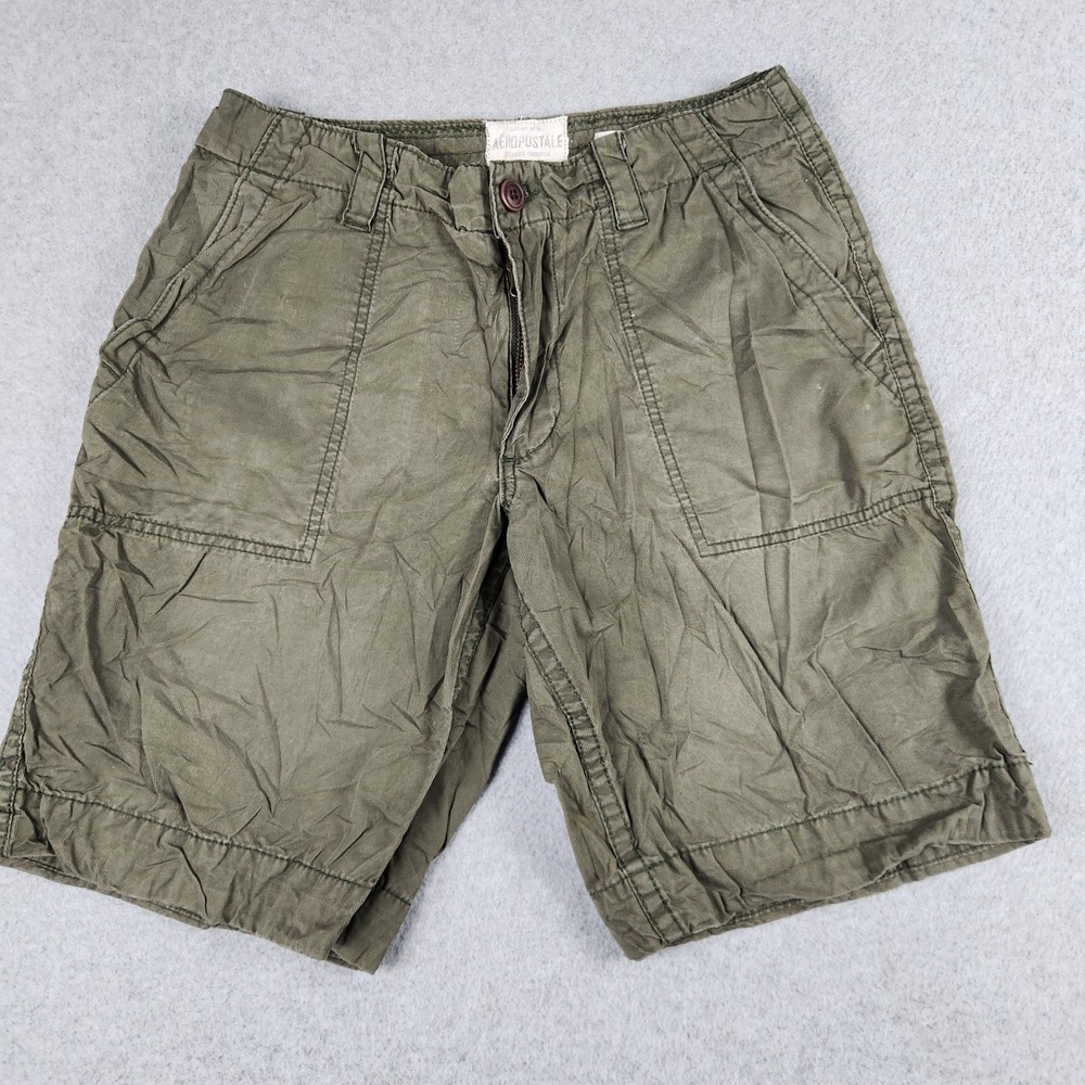 Aeropostale Authentic Cargo Shorts Mens 29 Olive Green Utility Rugged Outdoor